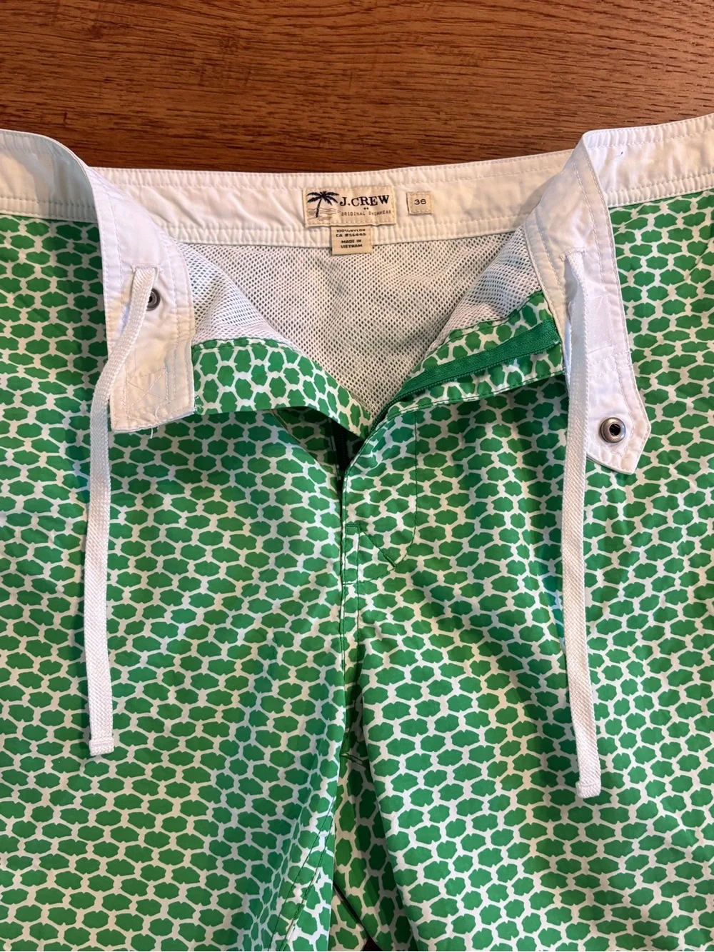 J.Crew Green Geo Print Swim Trunks Size 36